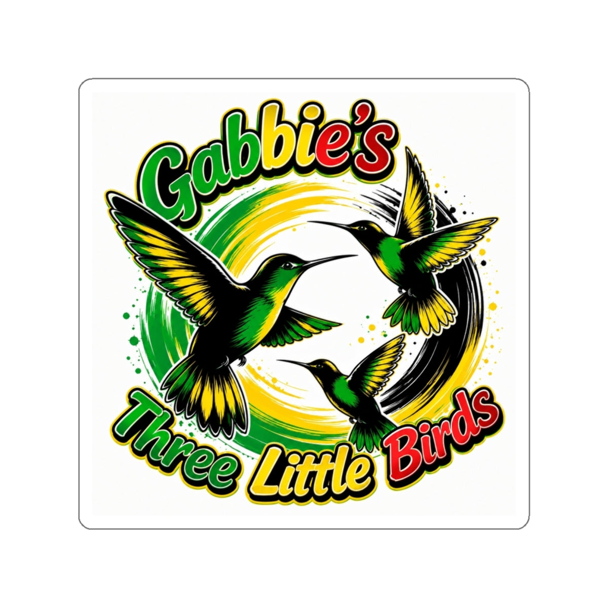 Die-Cut Sticker — Gabbie’s Three Little Birds (Colorful Hummingbirds, Waterproof Laptop Decal)